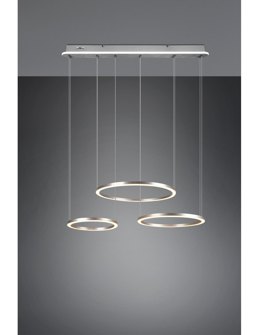 Aufhängung mit 3 Ringen, LED-Dimmer, Nickel-Dimmer, Morrison Trio Lighting