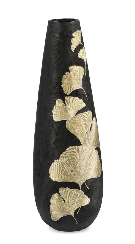 P.Vase Biloba Brown Ginkgo Gold H95,5