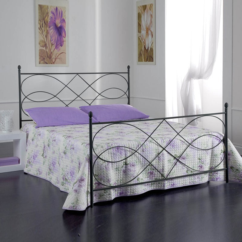 SOSPIRO Doppelbett aus Eisen mit Fußteil Schwarz 166x208x h128 cm