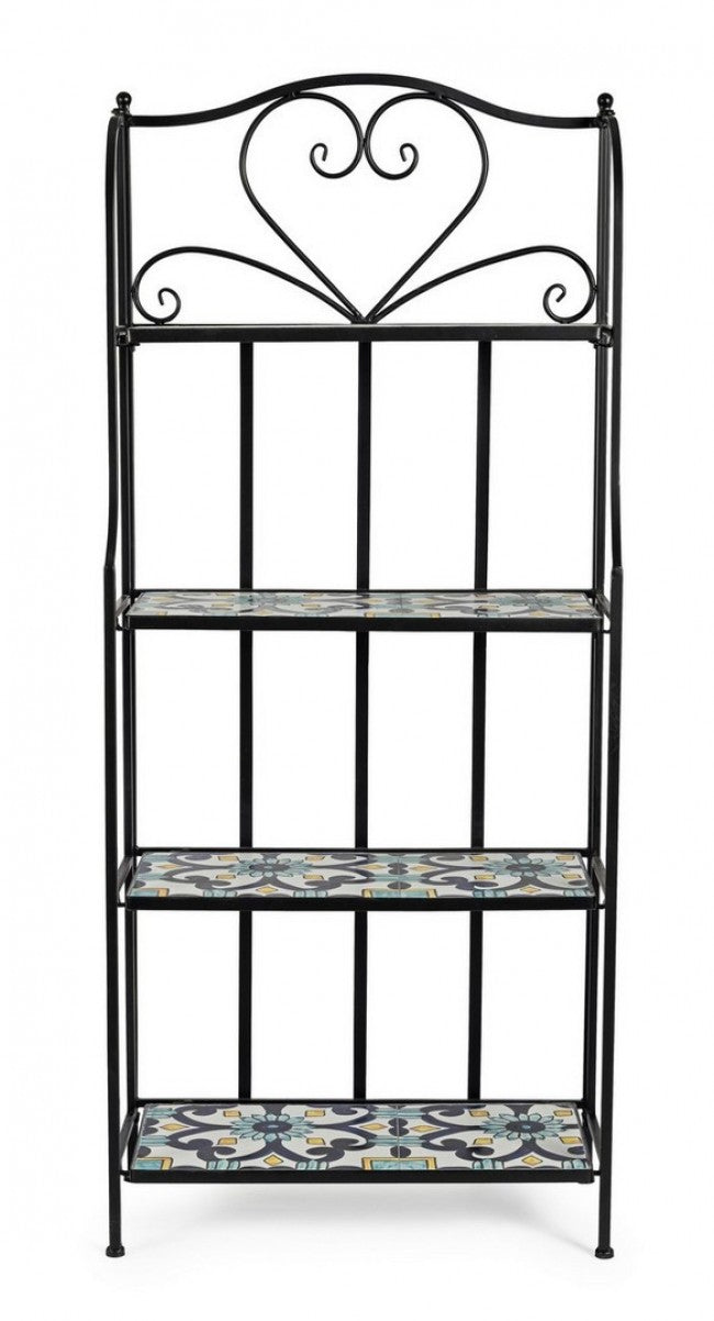 Positano klappbares Bücherregal mit 4 Regalen aus Metall im Landhausstil, 57 x 28 x 133 cm