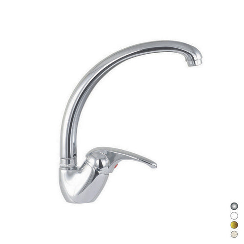 Einhebel-Spültischmischer mit hohem Auslauf und seitlichem Griff. Marzia-Serie