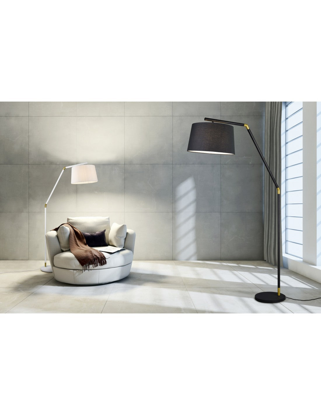 Piantana Tracy 1xE27 Nero Paralume Tessuto Black H175 cm Trio Lighting