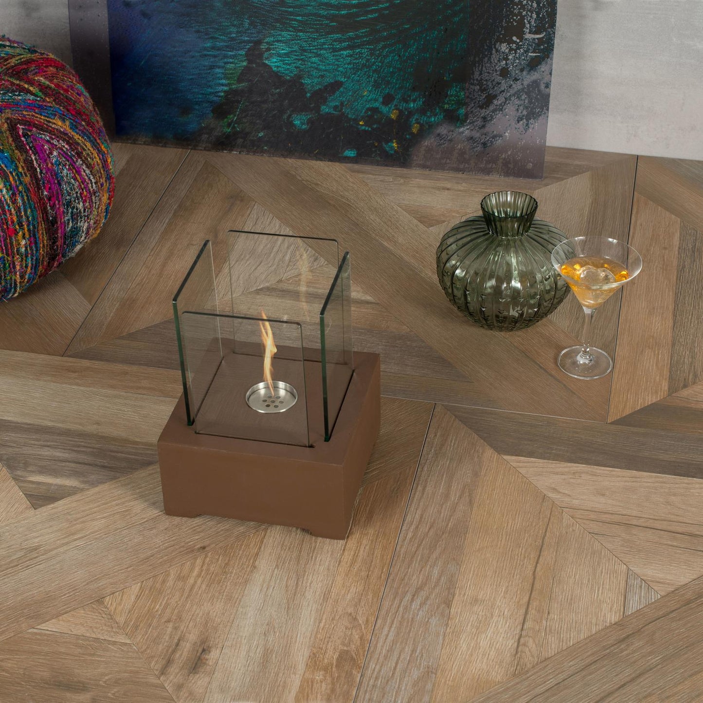 Biokamin aus braunem Magnesia 22x22x29h cm