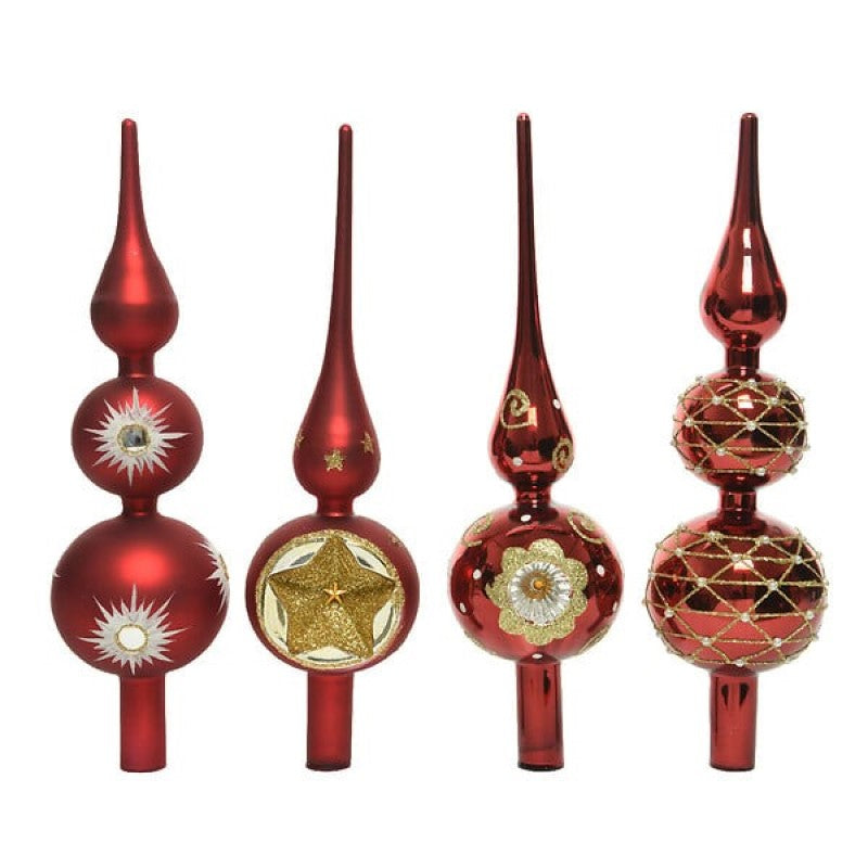 Elegante Puntale Vetro Assortito Rosso, Dimensioni 8x31cm