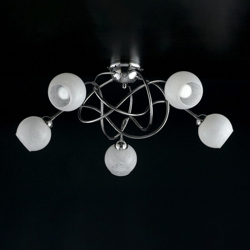 Glasscheibe aus Eisen (II) chromat mit weißem Glas 5 Lichtern 70xh. 28 cm