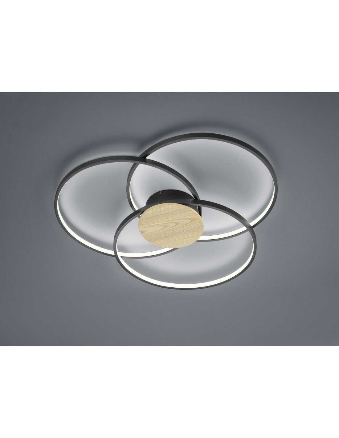 Schwarze LED-Deckenleuchte Sedona, 3 Kreise, dimmbar, Ø80 cm, Trio-Beleuchtung