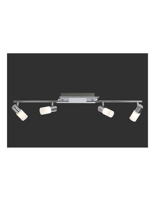 Clapton Strahler 4 LED-Spots Chrom und weißes Glas L96 cm Trio Lighting