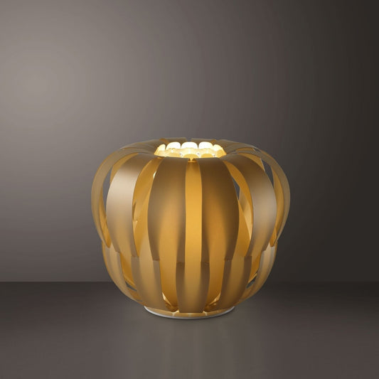 Neue goldene Stehleuchte aus weißem Metall, Durchmesser 60 x 55 cm
