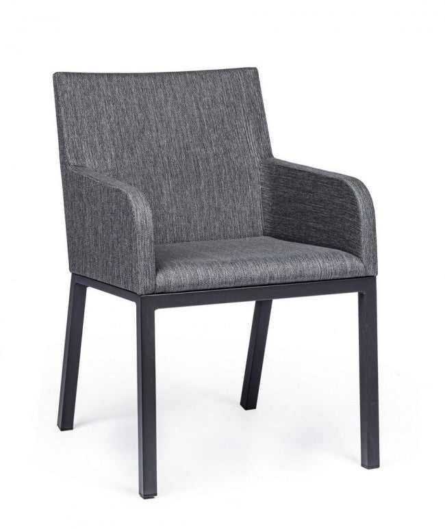 Outdoor-Stuhl mit Armlehnen aus anthrazitfarbenem Stoff OWEN JX55 55x62x h82 cm