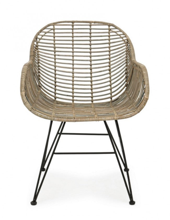 Raquel-Stuhl mit Armlehnen aus Naturfasern