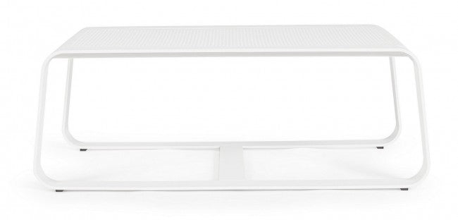 MERRIGAN Outdoor-Couchtisch aus weißem Aluminium, 105 x 62 x 38 cm