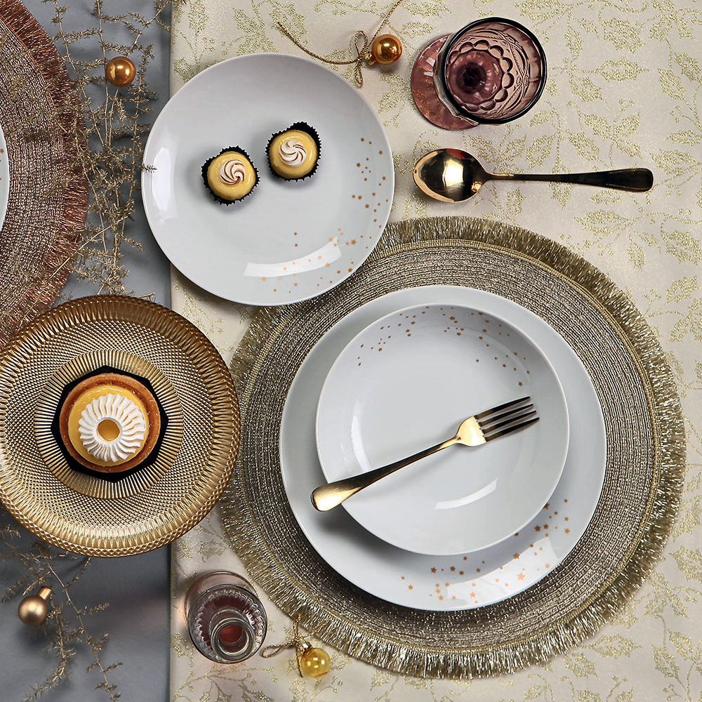 Sevizio Teller 18 Stück Dream Gold White Porzellan