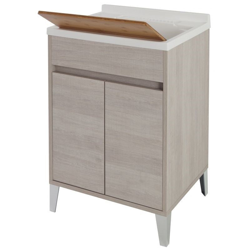 Waschbecken mit zwei Türen in heller Eiche 60x50x h84 cm