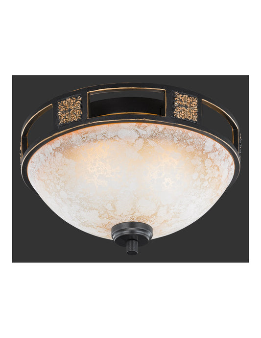 Deckenleuchte 2xE27 Quinta Ruggine Glas Alabaster Ø33 cm Trio Lighting