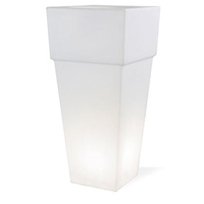 Quadratische Vase E27, weiße Lounge-Linie
