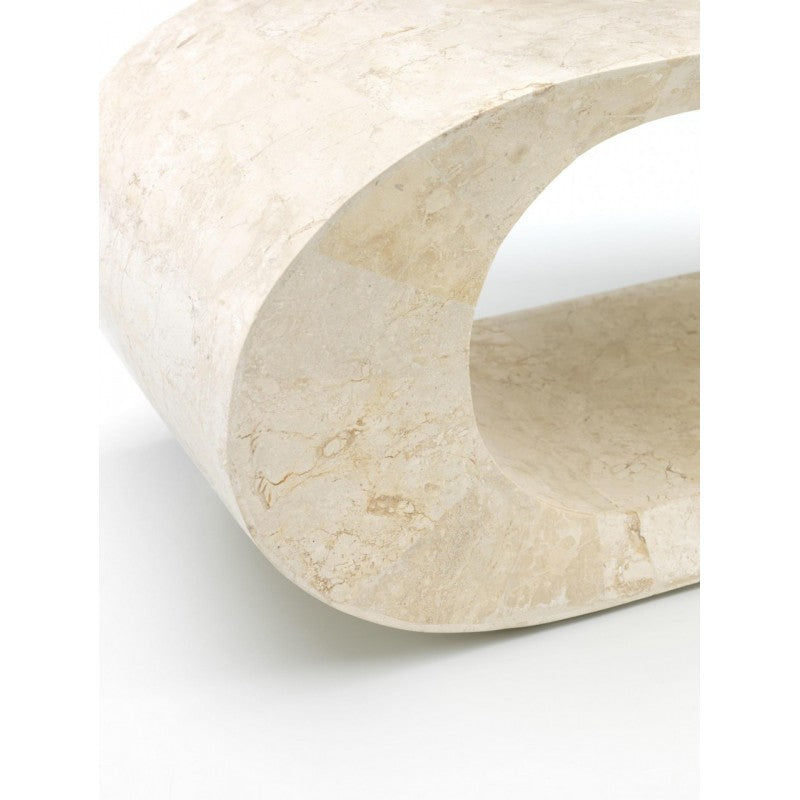 Moderner TV-Ständer aus beigem Stein, 130 x 35 x H 35 cm