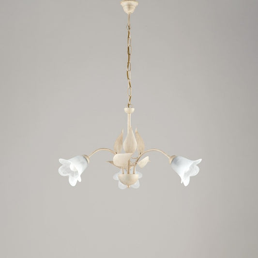 Glühbirn in Eisen (II) -Leuchten Oro 3 Glasscheiben Alabaster Bianchi 60x h43 cm