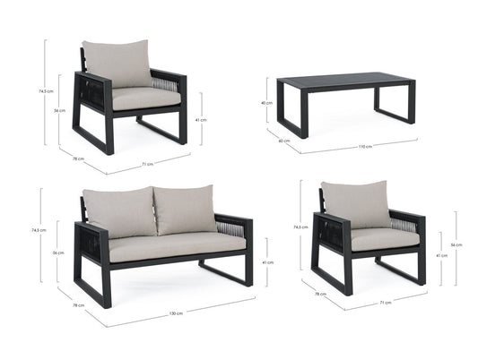 Captiva Anthrazit Garten-Lounge-Set