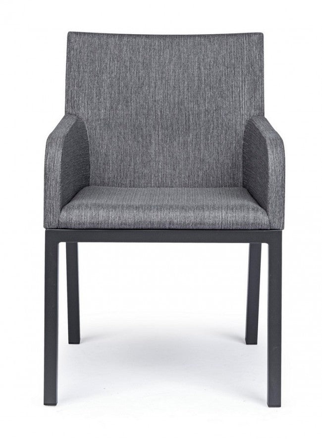 Outdoor-Stuhl mit Armlehnen aus anthrazitfarbenem Stoff OWEN JX55 55x62x h82 cm