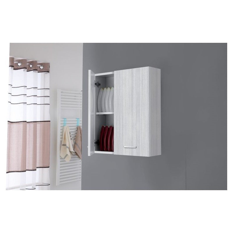 Zweitüriges Badezimmer-Wandelement Grau 60x18x h70 cm
