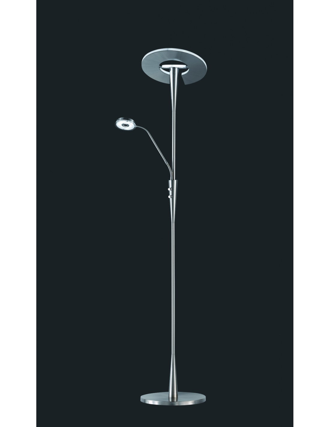 LED-Stehleuchte mit dimmbarem Lesespot Quebec Nichel Trio Lighting