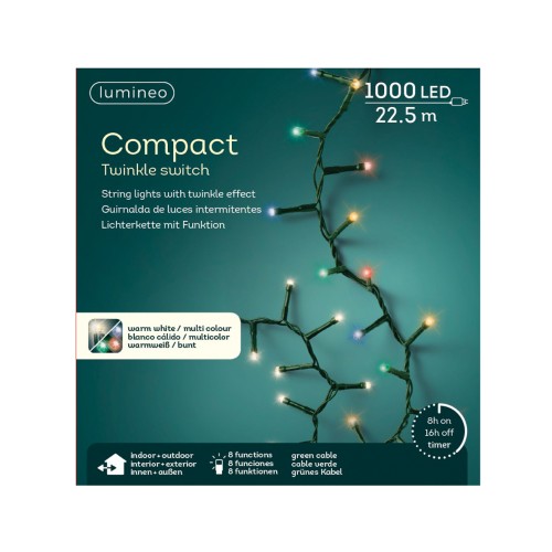 Kaemingk Weihnachtsbeleuchtung 1000 warmweiße und mehrfarbige LEDs, Funkeleffekt