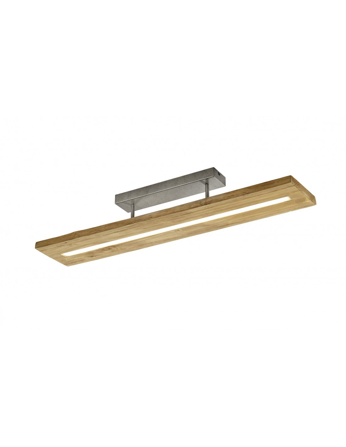 Deckenleuchte Led Brad Rechteckige natürliche Holz Trio Beleuchtung