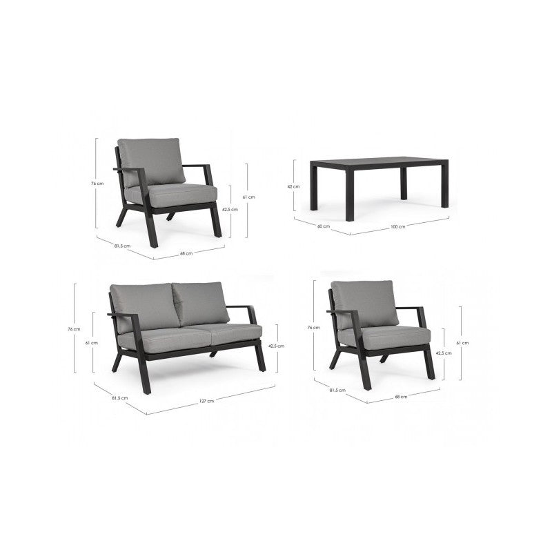 YK13 4-teiliges Garten-Lounge-Set in Anthrazit