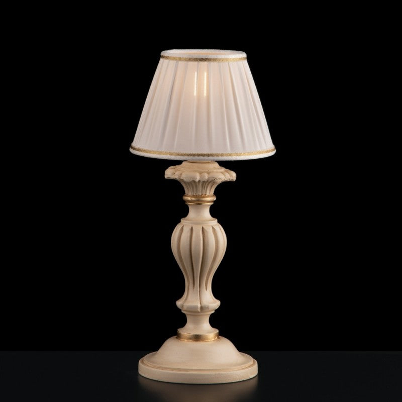 Nachttischlampe Holz und Zellstoff Elfenbein und Blattgold 1 Licht
