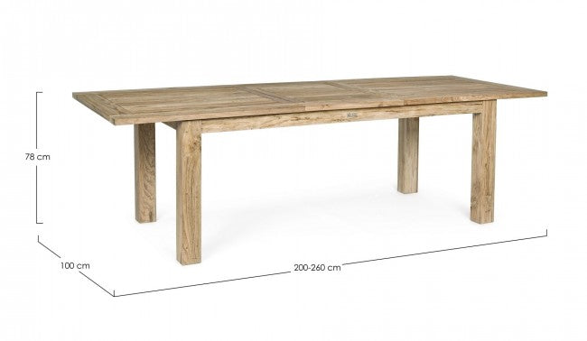 Externer Ausreiselpunkt in Lunterstützung Teak FSC cm 200-260x 100x h 78