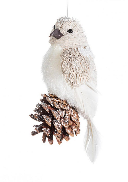 12x Anhänger Wintery Bird C.