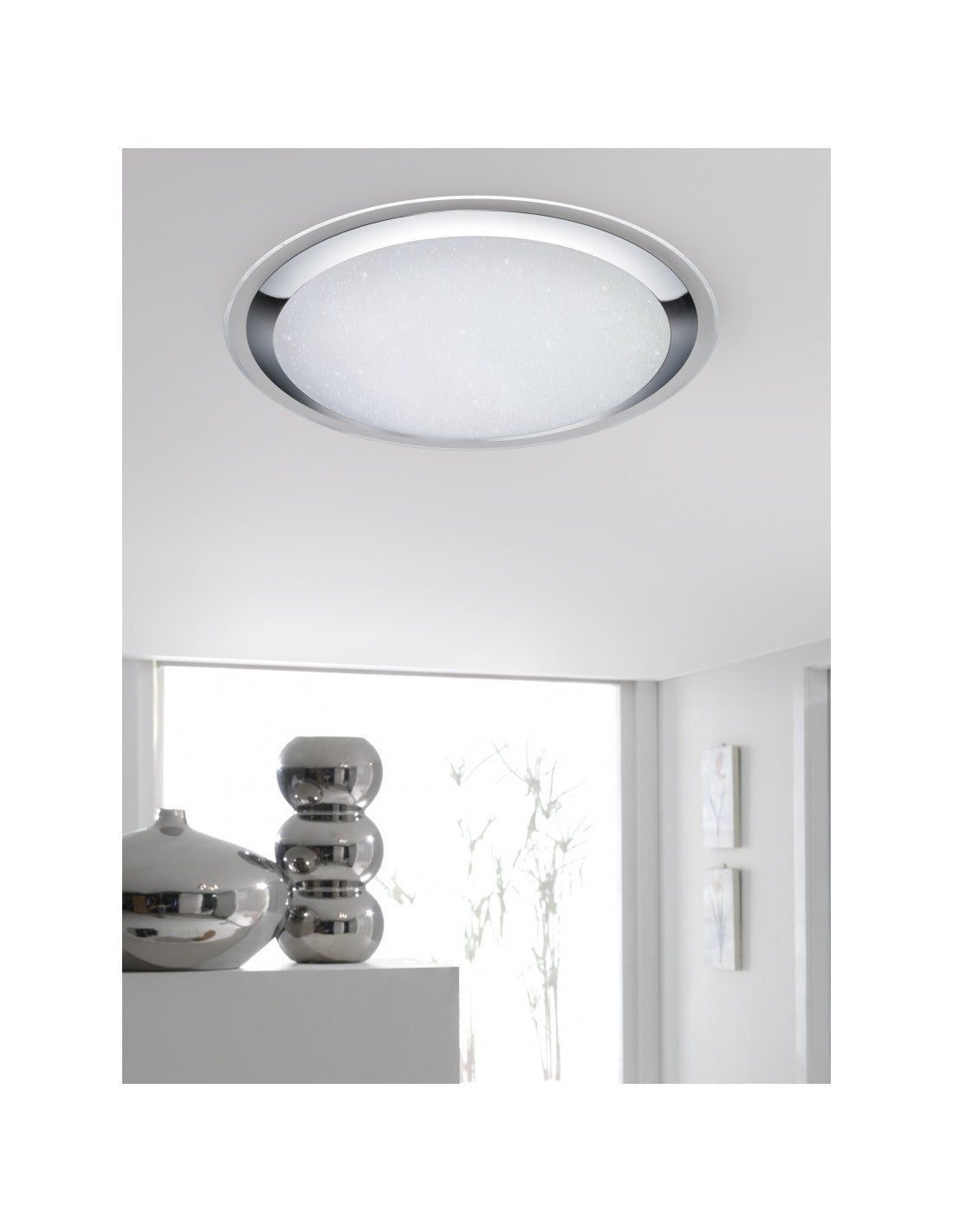 Große LED-Deckenleuchte Dimmer Miko Glitter Ø85 cm Trio Lighting