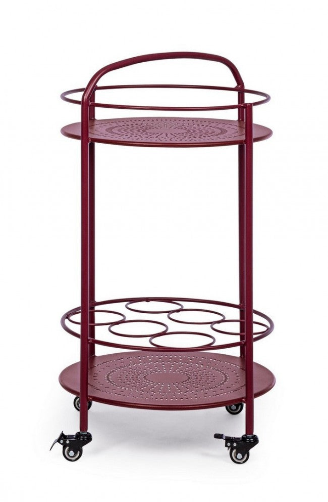 Flaschenwagen aus bordeauxrotem Stahl