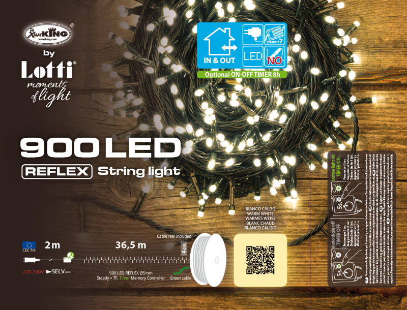 Lineare Kette 900 warmweiße LEDs 36,5m auf Rolle