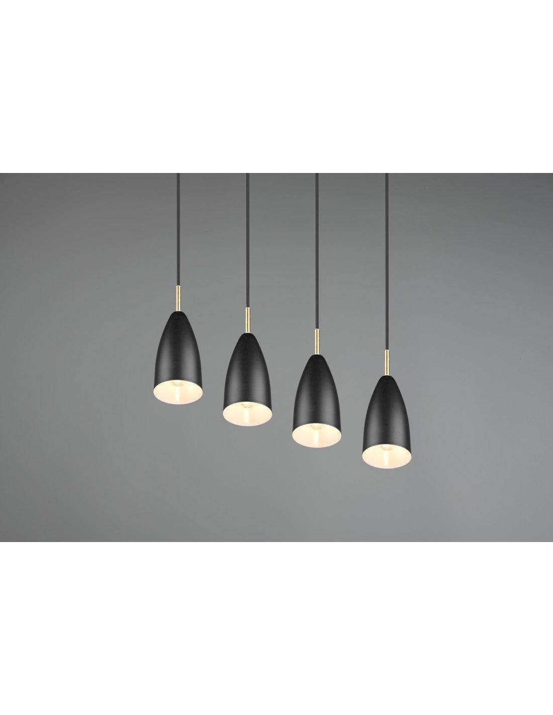 Isola Farin Linear Suspension 4 Lights Schwarz und Messing Trio Lighting