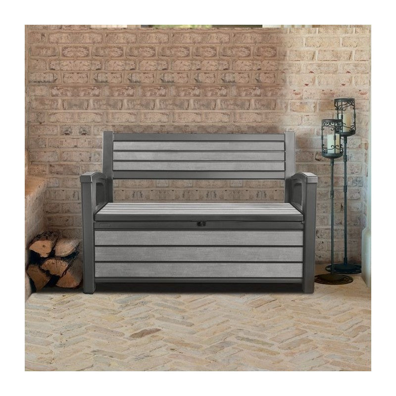 Cassapanca in Harz, mit finstem Holzeffekt HUDSON BENCH Graphit 132 ,7x61 ,2xh.89 cm