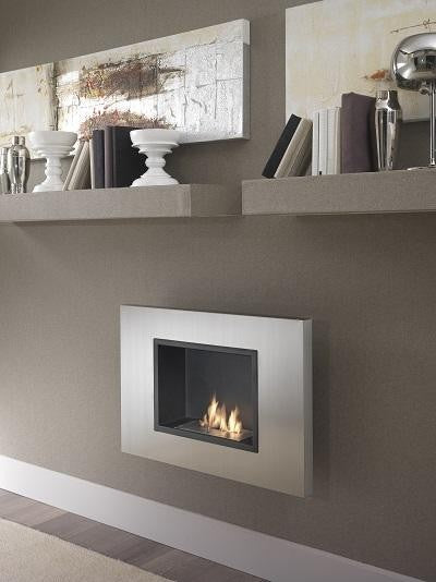 Chromgrauer Bioethanol-Wanddesign-Biokamin 78 x 17 x H 54 cm