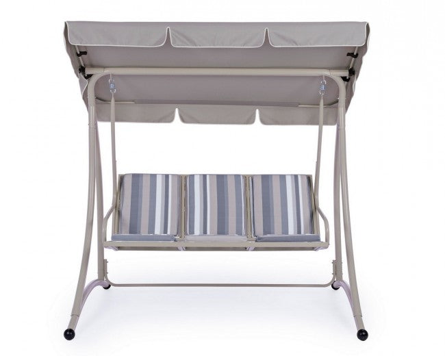 Dreisitzer-Stahlschaukel Elfenbein GRELY 190x120x h185 cm