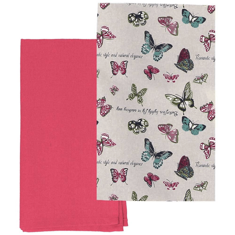 Set von 2 Geschirrtüchern aus beiger Baumwolle 50x70 cm