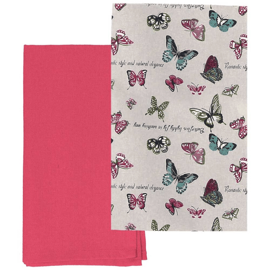 Set von 2 Geschirrtüchern aus beiger Baumwolle 50x70 cm