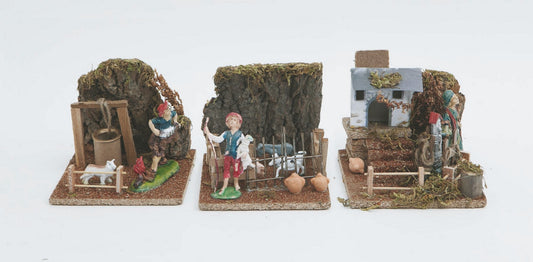 Disp Scena Pastore/Ortolana/Suonator Cm.14 ,5X14X15 3 Mod.Ass. Weihnachtsdekoration