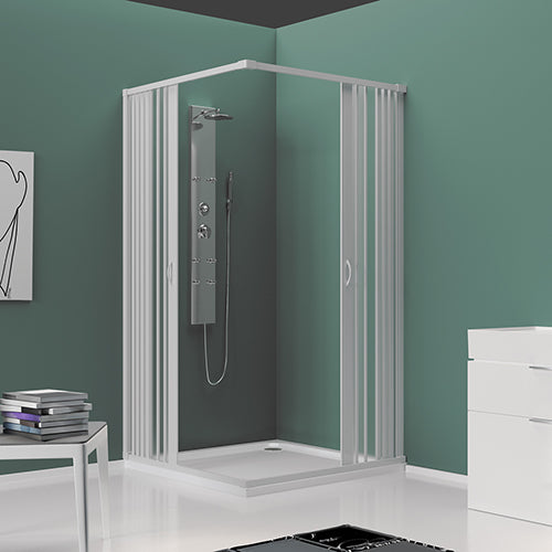 Duschabtrennung 2-seitig mit Faltung reduziert. Mod. Rosy Plisse' Linie