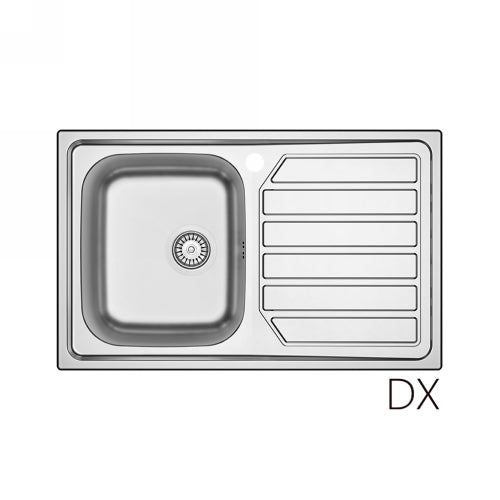 Einbauspüle aus Edelstahl 80x50 cm mit Abtropffläche rechts