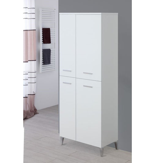 Weißer Schuhregal-Kleiderschrank mit vier Türen, 60 x 34 x 148,5 cm