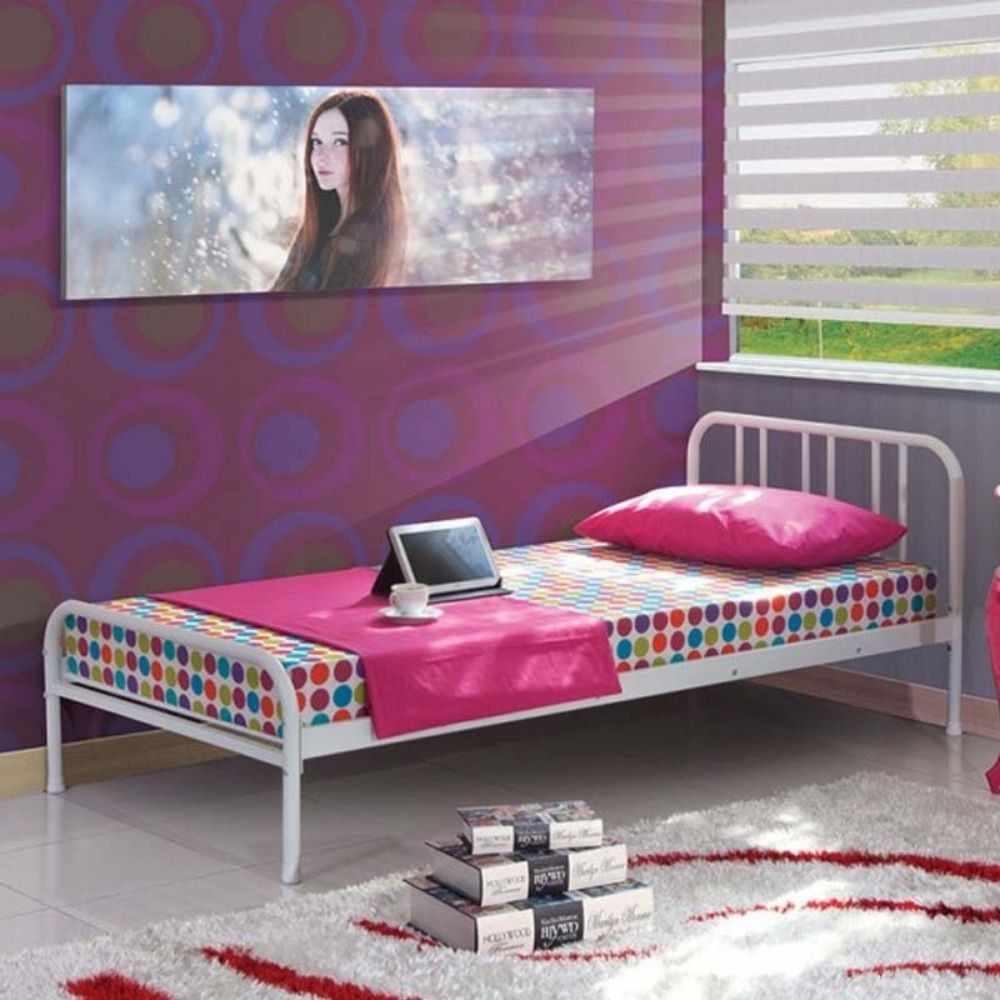 Genua Einzelbett aus weißem Metall