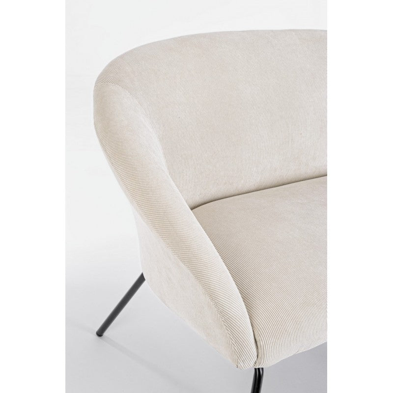 Aiko Velvet Sofa aus weißem Samtstahl, 142 x 80 x 75 cm