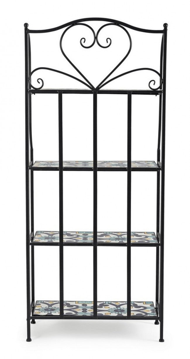 Positano klappbares Bücherregal mit 4 Regalen aus Metall im Landhausstil, 57 x 28 x 133 cm