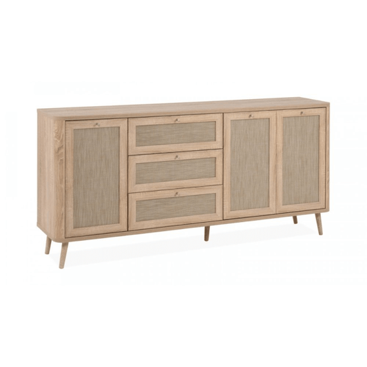 KUTA51A Sideboard aus Sonoma-Eiche mit 3 Schubladen und 3 Türen in Bastoptik