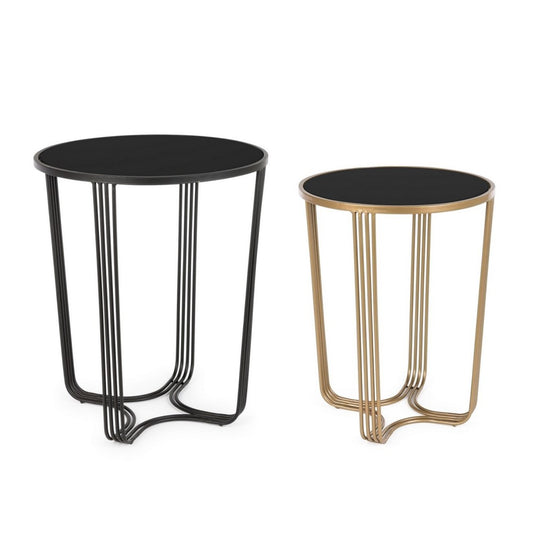 Set 2 Gold-schwarz Metall Couchtisch Design Stil