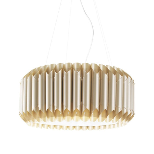 Neue goldene 5-Licht-Aufhängung aus verchromtem Metall cm. 60 x 31h